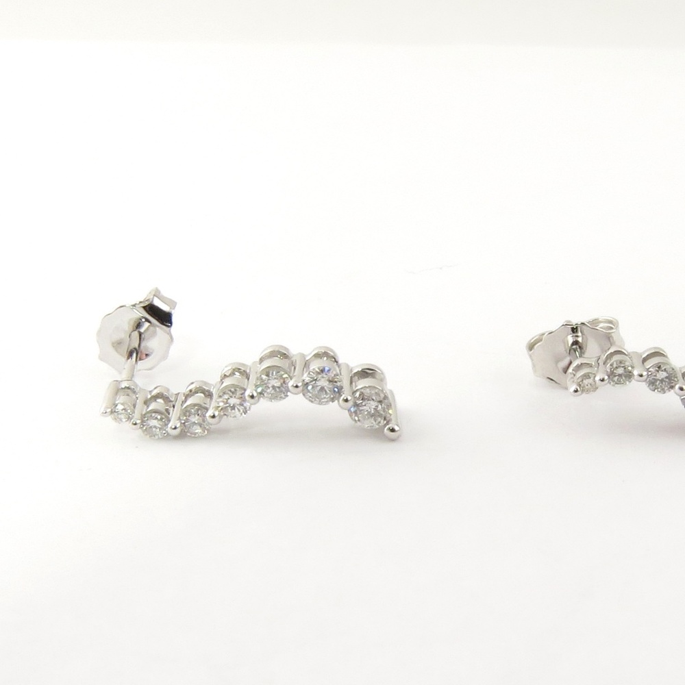 Vintage 14 Karat White Gold Graduated Diamond Earrings #4675